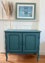 Blauw vintage kastje - opgeknapt met nieuwe grepen, Ophalen, Zo goed als nieuw, 25 tot 50 cm, 50 tot 100 cm