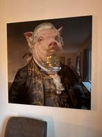 Schilderij op glas - Varken in kostuum, Ophalen