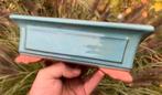 Bonsai schaal blauw-groen geglazuurd Koreaans 21,6x16,4x7,6, Nieuw, Ophalen of Verzenden, Minder dan 25 cm, Aardewerk