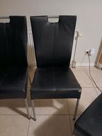 Zwarte leren stoelen, Gebruikt, Zwart, Leer, Ophalen of Verzenden