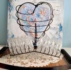 12 vintage glazen onderzetters in rekje, Antiek en Kunst, Ophalen of Verzenden