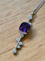 Moderne zilver hanger-paarse steen en kristal, Met edelsteen, Verzenden, Paars, Zo goed als nieuw