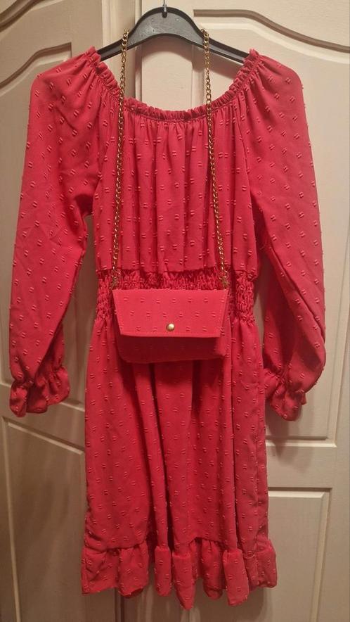 Mooie roze jurk met bijpassend tasje - maat 158/164, Kinderen en Baby's, Kinderkleding | Maat 158, Zo goed als nieuw, Meisje, Jurk of Rok
