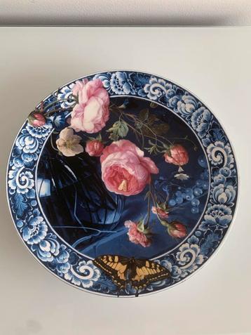 Heinen Delftsblauw Bord Bloemen & Vlinder nieuw beschikbaar voor biedingen