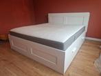 IKEA Brimnes bed 180x200 met hoofdbord en lades, Huis en Inrichting, Slaapkamer | Bedden, Ophalen, Wit, Tweepersoons, Zo goed als nieuw