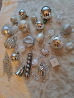 Vintage kerstballen mix wit zilver met slinger, Diversen, Kerst, Ophalen