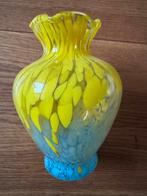 Murano Kristallen Vaasje Blauw/Geel h 15 cm, Antiek en Kunst, Ophalen of Verzenden