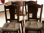 4 stoelen eetkamer stoelen eiken hout met skai zitting, Huis en Inrichting, Stoelen, Ophalen, Gebruikt, Bruin, Hout