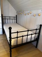Mooi Eenpersoonsbed - Zwart Metaal frame met lattenbodem, Ophalen, 90 cm, Eenpersoons, Zwart