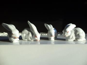 4x VTG Mid-Century hazen wit porselein white snowhares, haas beschikbaar voor biedingen