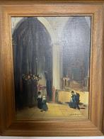 Jan Kelderman: Kerkinterieur Straatsburg - olieverf op doek, Ophalen of Verzenden