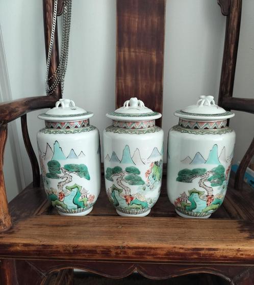 3 Chinese porseleinen gemberpotten, Antiek en Kunst, Antiek | Porselein, Ophalen of Verzenden