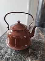 Vintage Bruine Emaille Ketel - Kleine Zak Ketel, Ophalen of Verzenden