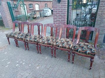 Antieke set van 6 Engelse mahonie eettafel stoelen. beschikbaar voor biedingen