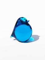 Vogeltje blauw glas, presse papier, Zweden, Verzenden