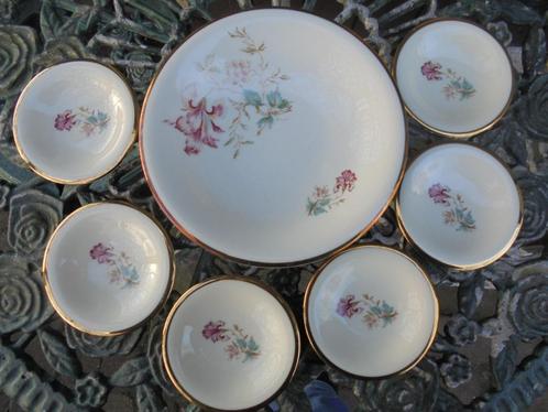 Petit four setje Bavaria ALKA met paars/roze orchidee, Antiek en Kunst, Antiek | Servies compleet, Ophalen of Verzenden
