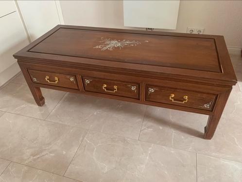 Chinese salontafel van rosewood ingelegd met parelmoer, Huis en Inrichting, Tafels | Salontafels, Gebruikt, Minder dan 50 cm, 50 tot 100 cm