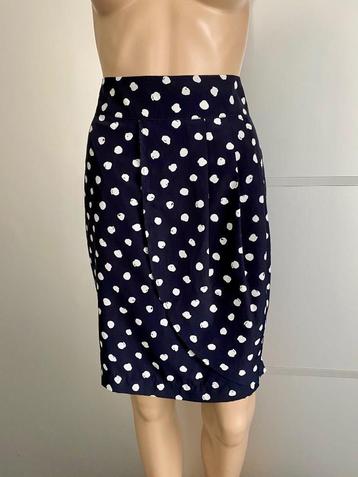 E822 OUI: maat 36=S rok rokje donker-blauw/ wit stippen beschikbaar voor biedingen