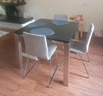 RVS Tafel 4 personen met granieten blad, Huis en Inrichting, Tafels | Eettafels, Ophalen, Overige materialen, Vierkant, Zo goed als nieuw