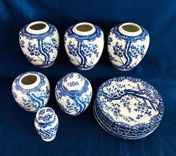 11 items Sakura Blossom Blauw Wit servies Japan Niet Gemerkt beschikbaar voor biedingen