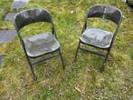 Vintage industriele metalen klap stoelen, 2 stuks, Ophalen, Gebruikt, Twee, Vintage industrieel