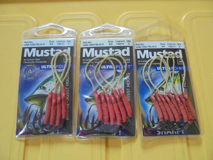 Big Game Mustad Jigging Assist Hooks met kevlar draat klaar., Watersport en Boten, Hengelsport | Zeevissen, Nieuw, Haak, Ophalen of Verzenden