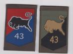 camou en dt-63 mouwembleem 43 Mechbrig, Verzamelen, Militaria | Algemeen, Ophalen of Verzenden, Landmacht, Nederland, Embleem of Badge