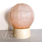 Vintage, art deco, Thabur plafondlamp, bollamp glas roze, Huis en Inrichting, Lampen | Plafondlampen, Gebruikt, -, -, Glas