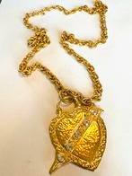 Vintage goudkleurige ketting hart met pijl, Overige materialen, Ophalen of Verzenden, Zo goed als nieuw, Hart