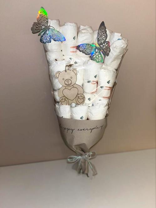 Luiertaart Boeket met Houten Beertje Klein&Lief Kraamcadeau, Kinderen en Baby's, Kraamcadeaus en Geboorteborden, Nieuw, Ophalen of Verzenden
