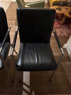 Zes zwarte leren eetkamerstoelen, Ophalen, Gebruikt, Zwart, Leer