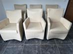 6 Crème Lederen Eetkamerstoelen, Ophalen, Gebruikt, Minder dan 75 cm, Leer