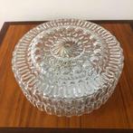 Massive plafondlamp van geperst glas  | 20 cm | jaren 60, Ophalen of Verzenden