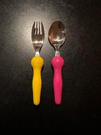 Kinderbestekje smiley geel roze design LisaDalban, Ophalen of Verzenden, Zo goed als nieuw