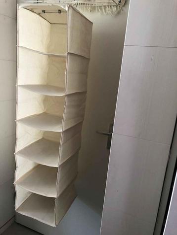 Organizer opbergsysteem van stof, voor in (kleding)kast, wit