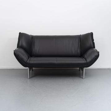 2x Leolux Tango 2 zits bank zwart leder (glad/soepel) beschikbaar voor biedingen