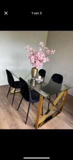 Eettafel set, Ophalen, 100 tot 150 cm, Glas, 150 tot 200 cm