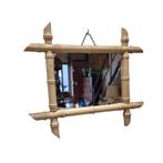 Vintage witte faux bamboo spiegel, Huis en Inrichting, Woonaccessoires | Spiegels, Minder dan 50 cm, Gebruikt, Ophalen of Verzenden