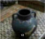 Stenen vaas met Giraffe H30 cm Br 25 cm., Steen, Overige kleuren, Ophalen of Verzenden, Zo goed als nieuw