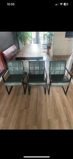 3 Leren Eetkamerstoelen Industrieel Design, Huis en Inrichting, Stoelen, Ophalen, Gebruikt, Overige kleuren, Drie