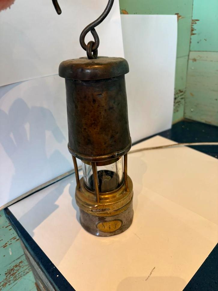 Antieke Mijnlamp – Nr. 113 – Met Naam (“Paleni”?) – 26 cm, Antiek en Kunst, Antiek | Lampen, Ophalen of Verzenden