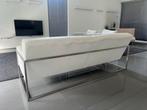 Leoluxe Bank - Wit Leer, Ophalen, Driepersoons, Zo goed als nieuw, Rechte bank