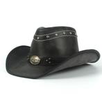 Echte leren zwarte cowboy hoed / heren mannen dames vrouwen, Verzenden, Nieuw, Hoed