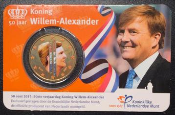 Willem-Alexander 50 jaar Coincard gekleurd beschikbaar voor biedingen