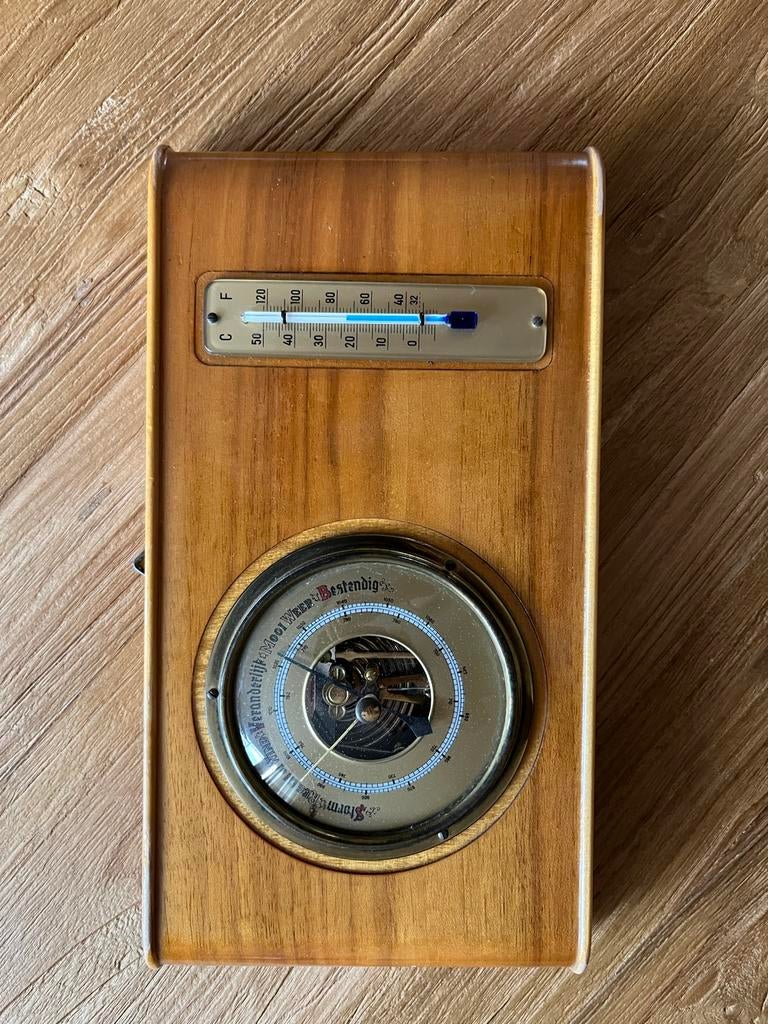 Vintage Houten Barometer & Thermometer, Ophalen of Verzenden
