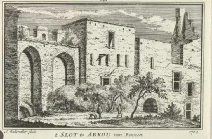 ; t slot abkou van binnen gravure 1725 a. Rademaker abcoude., Antiek en Kunst, Kunst | Etsen en Gravures, Ophalen