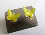 Prachtige vintage emaille vlinder oorbellen met glitters, Nieuw, Knopjes of Stekers, Verzenden