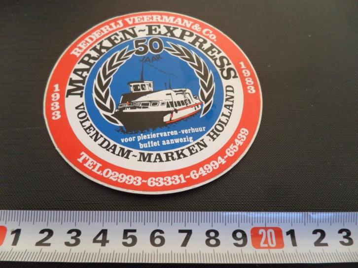 sticker Rederij Veerman & Co Marken Express 50 Volendam, Verzamelen, Stickers, Zo goed als nieuw, Ophalen