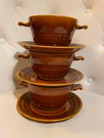 Vintage Boch Ascot bruine soepkommen met schotel 1968, Ophalen of Verzenden