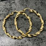 14k gouden wokkels oorbellen groot model, Ophalen of Verzenden
